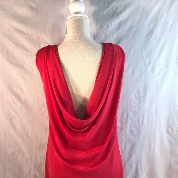 Zara Red Colored Sleeveless Sheath with Back Drape Dress XS - Picture 7 of 14
